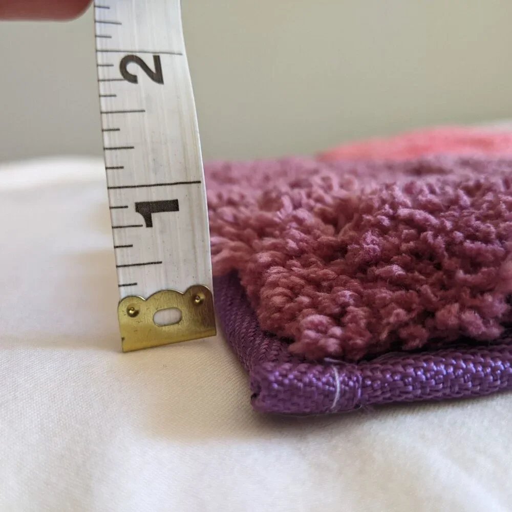 Pink Striped Bath Mat, Fluffy Pink Rug, Non-slip, 32x20in